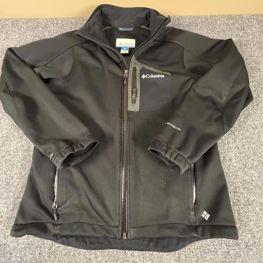 Columbia Omni-Shield Black‎ Softshell Jacket Mens Medium Interchange 905